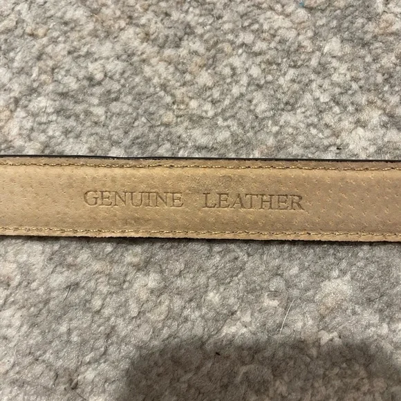 Chicos Vintage Belt M/L Brown Genuine Leather Beaten Gold Buckle Adjustable Rare - Picture 4 of 7